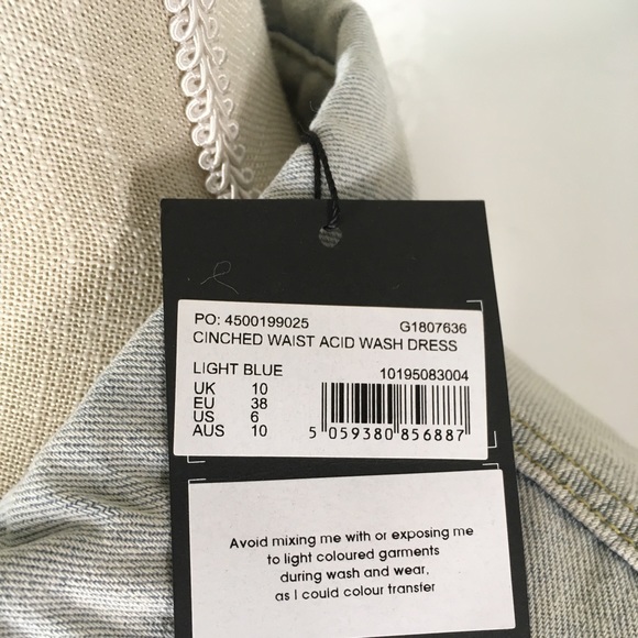 Misguided light denim cowgirl dress, fitted waist, button down, above the knee - Picture 9 of 9